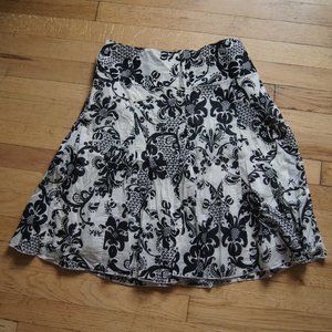 Apt 9 Black and White Lined Cotton Skirt 8 Petite